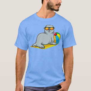 T-shirt Sceau à bronzer avec des lunettes de soleil de wat