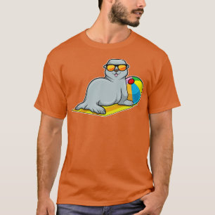 T-shirt Sceau à bronzer avec des lunettes de soleil de wat