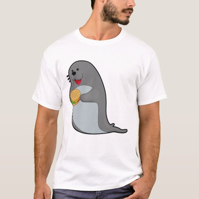T-shirt Sceau à manger avec hamburger (Devant)