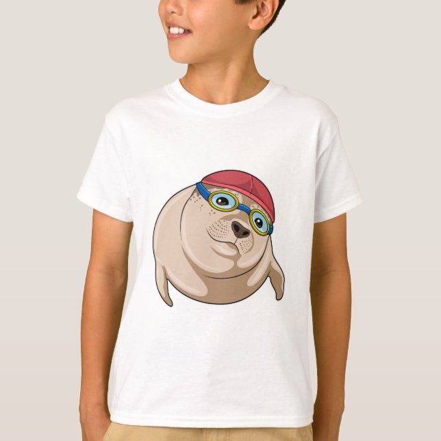 T-shirt Sceau à nager avec lunettes de natation (Devant)