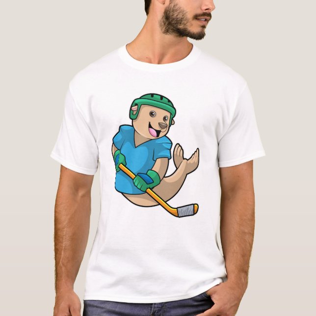 T-shirt Sceau au hockey sur glace avec bâton de hockey sur (Devant)