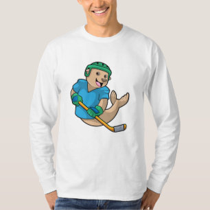 T-shirt Sceau au hockey sur glace avec bâton de hockey sur
