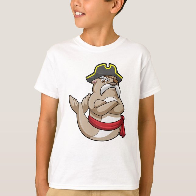 T-shirt Sceau comme pirate avec casquette pirate (Devant)
