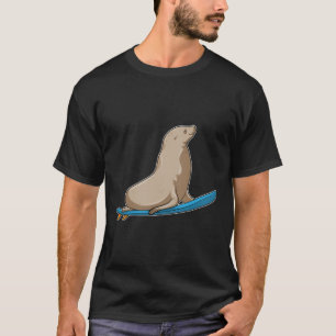 T-shirt Sceau comme surfeur avec Surfboard