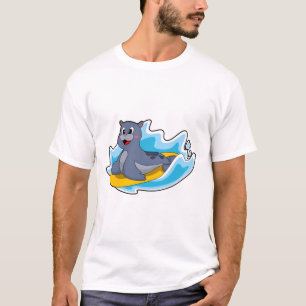 T-shirt Sceau comme surfeur avec Surfboard