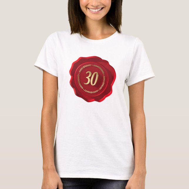 T-shirt sceau de cire rouge du 30e anniversaire (Devant)