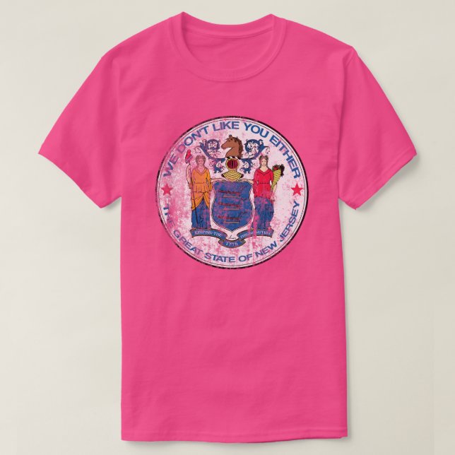 T-shirt Sceau d'État officieux du New Jersey en détresse (Design devant)