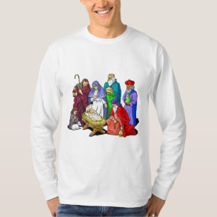 T-shirt Scène colorée de nativité de Noël