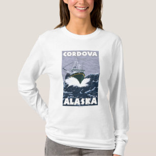 T-shirt Scène de bateau de pêche - Cordova, Alaska