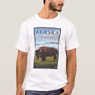 T-shirt Scène de bison - jonction de delta, Alaska