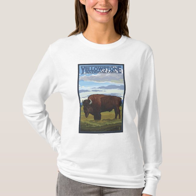 T-shirt Scène de bison - parc national de Yellowstone (Devant)