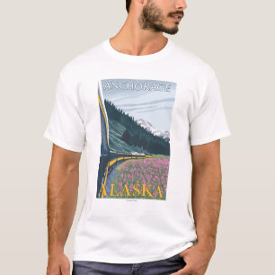 T-shirt Scène de chemin de fer de l'Alaska - Anchorage,