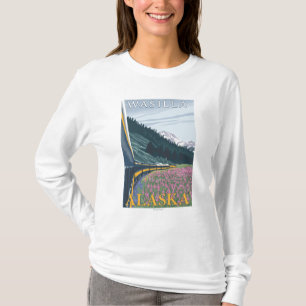 T-shirt Scène de chemin de fer de l'Alaska - Wasilla,