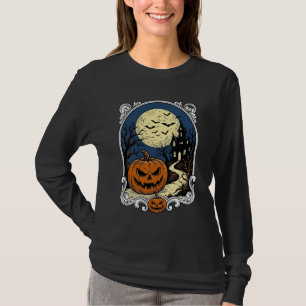 T-shirt Scène de citrouille hantée Art vectoriel Halloween