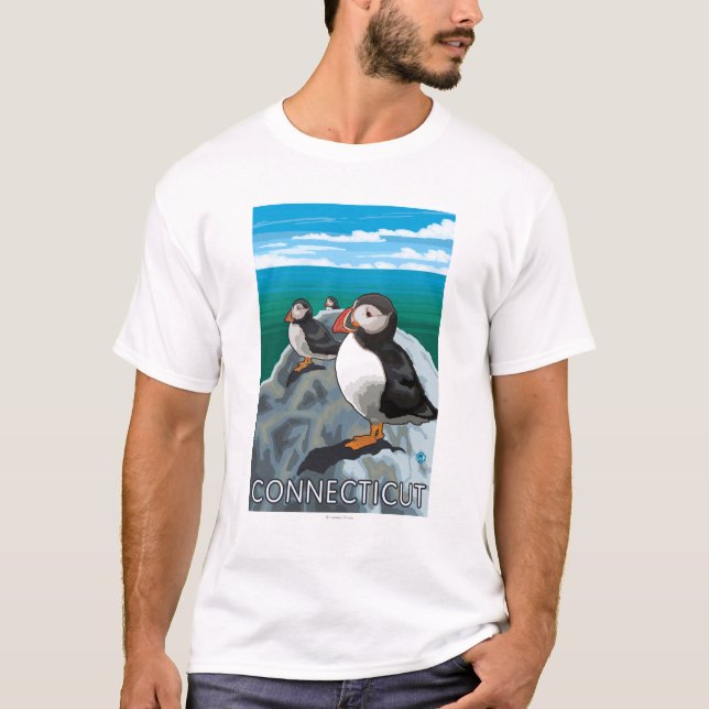 T-shirt Scène de ConnecticutPuffins (Devant)