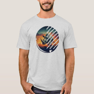 T-shirt Scène de coucher de soleil géométrique Rhino