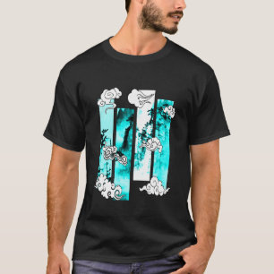 T-shirt Scène de falaises japonaises turquoise Graphique t