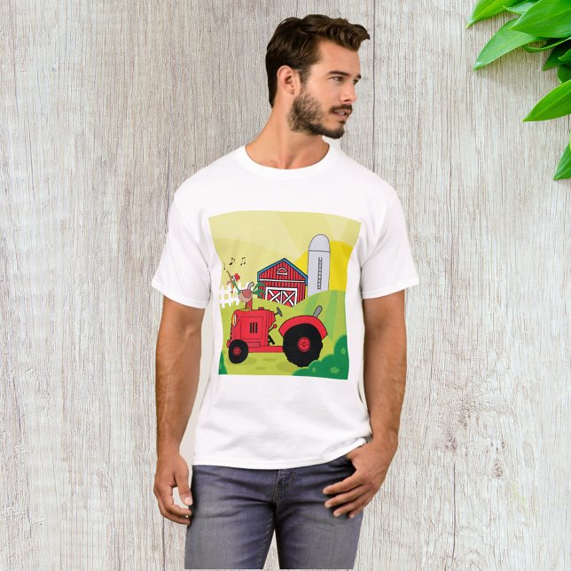 T-shirt Scène de ferme avec coq chantant sur tracteur (Créateur téléchargé)