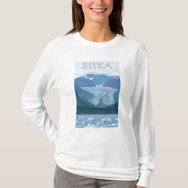 T-shirt Scène de glacier - Sitka, Alaska (Devant)