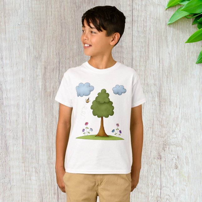 T-shirt Scène de la nature des abeilles et des arbres avec (Créateur téléchargé)