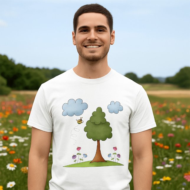 T-shirt Scène de la nature des abeilles et des arbres avec (Créateur téléchargé)