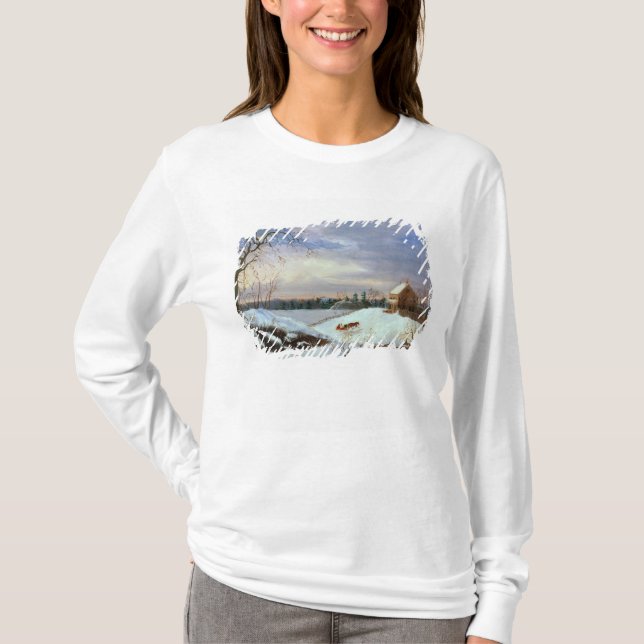 T-shirt Scène de neige, Nouvelle Angleterre (Devant)