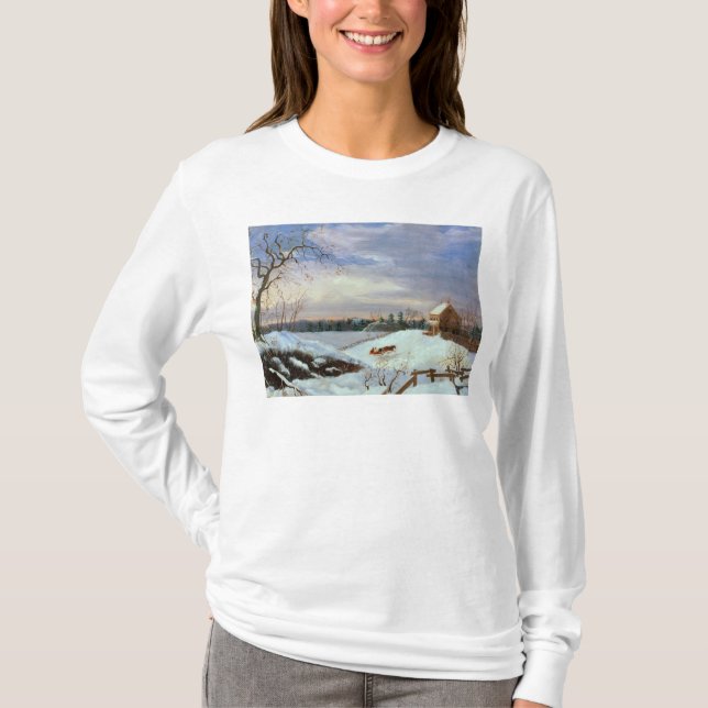 T-shirt Scène de neige, Nouvelle Angleterre (Devant)