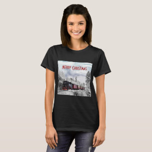 T-shirt Scène de Noël d'hiver du train vintage
