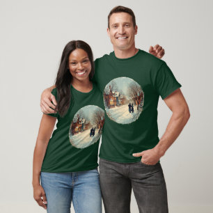 T-shirt Scène de Noël hivernale de village victorien T-S