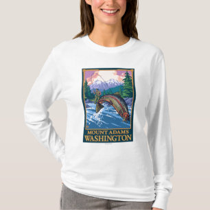 T-shirt Scène de pêche de mouche - bâti Adams, Washingt