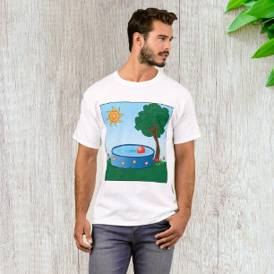 T-shirt Scène de piscine dans la cour des enfants avec arb