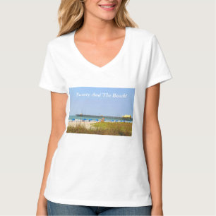 T-shirt Scène De Plage, Dit "La Beauté Et La Plage !"
