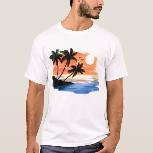 T-shirt Scène de plage peinte à l'aérosol par Digitals (Devant)
