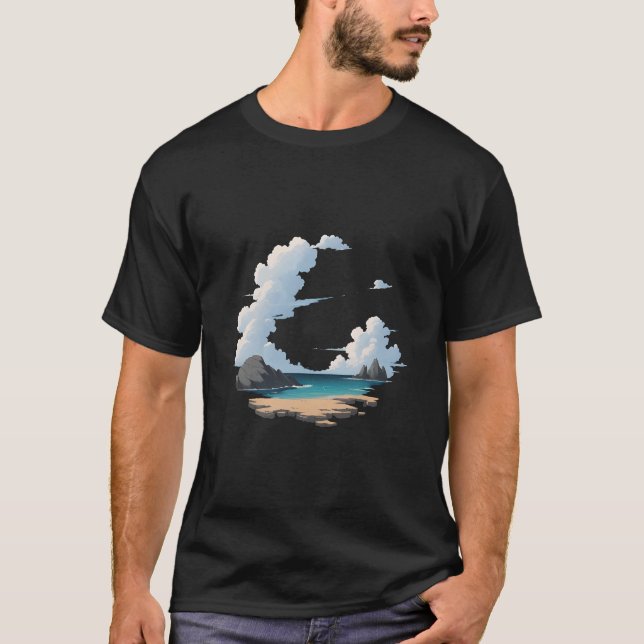 T-shirt Scène de plage sur une île (Devant)