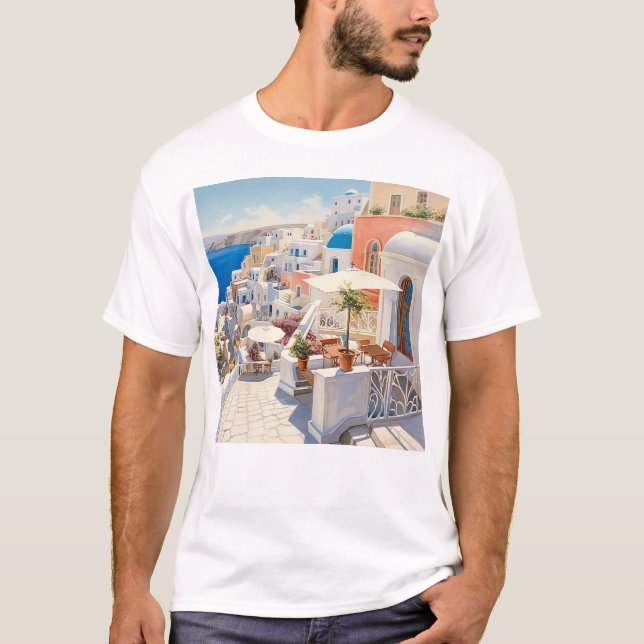 T-shirt Scène de Santorin Grèce (Devant)