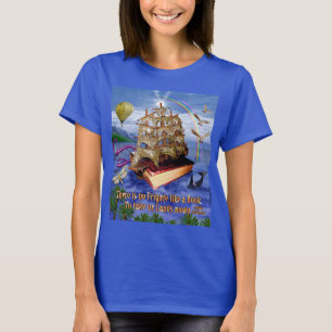 T-shirt Scène d'océan de bateau de livre avec la citatio