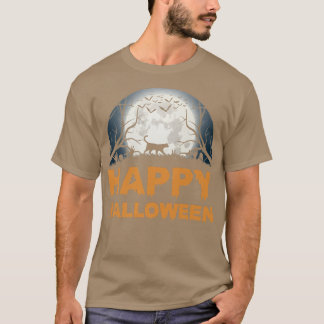 T-shirt Scène féminine Halloween conception de chat lune
