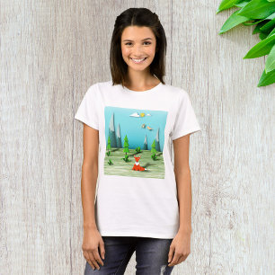 T-shirt Scène forestière d'Origami avec les montagnes et l