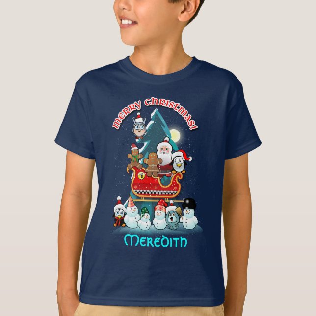 T-shirt Scène gaie de vacances d'hiver (Devant)