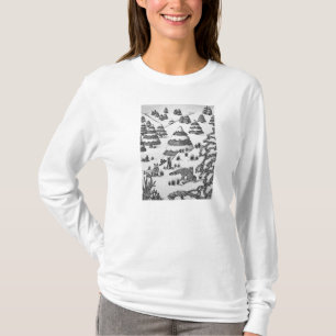 T-shirt scène noire et blanche de neige d'hiver de renard