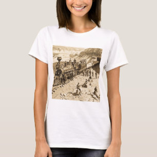 T-shirt Scènes sur la sépia Pacifique de chemin de fer d