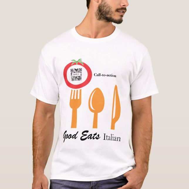 T - Shirt-Schablonen-lässiger speisender Italiener T-Shirt (Vorderseite)