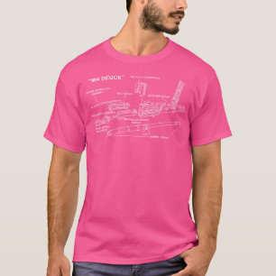 T-shirt Schéma des pièces d'armes Ma Deuce Gun 50 Cal Mili