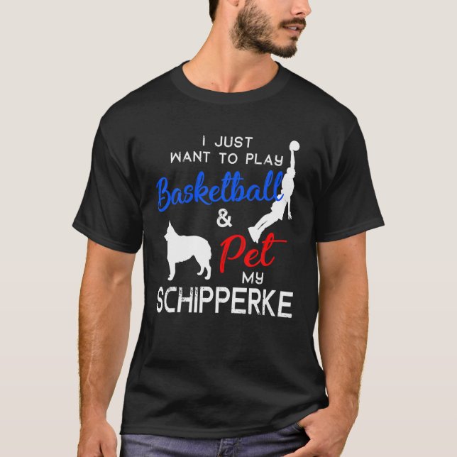 T-shirt Schipperke Funny Basketball Chien propriétaire Lov (Devant)