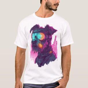 T-shirt Schnauzer Cyberpunk � Chien Néon Futuriste