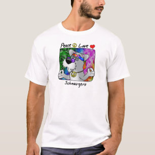 T-shirt Schnauzer d'amour de paix de bande dessinée