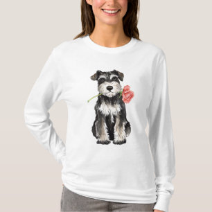 T-shirt Schnauzer de rose de Valentine mini