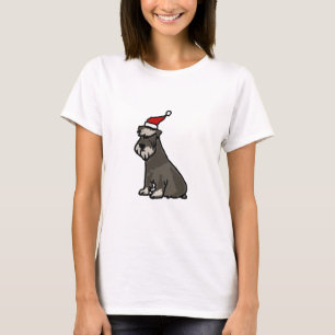 T-shirt Schnauzer drôle dans le casquette de Noël