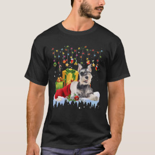 T-shirt Schnauzer minier Santa Hat lumières de Noël Xma