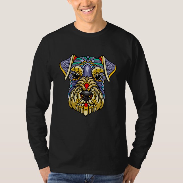 T-shirt Schnauzer Pop Art Mini Schnauzer Portrait Dog Colo (Devant)